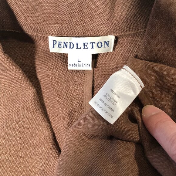 Pendleton Suit Womens Size L Brown Linen Blend Button-up Lightweight - Picture 5 of 13
